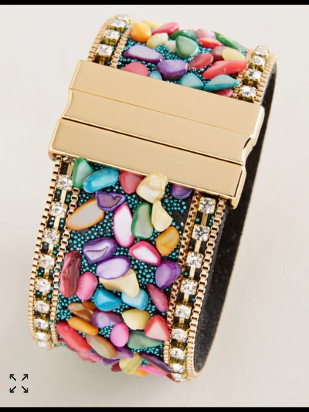 NEW Petalura "Treasure Road" Magnetic Cuff Bracelet Vegan Leather Various Stones - Picture 12 of 12